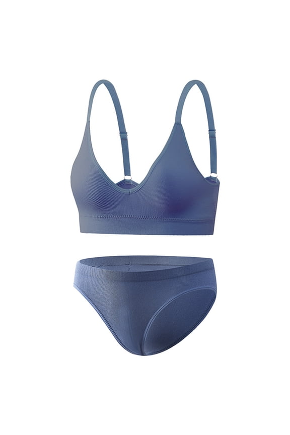 Womens Seamless Bra Set Low Cut Bralette Adjustable Underwear Set