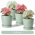thumbnail image 1 of EFISPSS 5 inch Teal Ceramic Plant Pots with Drainage Holes & Saucers, 4-Pack for Herbs, Cactus, Succulents, Home Office Decor, 1 of 11