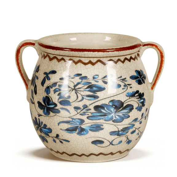 EFISPSS Vintage Ceramic Flower Pot with Handles, Light Blue Planter with Drainage Hole & Saucer for Succulents, Indoor Outdoor Farmhouse Home Decor