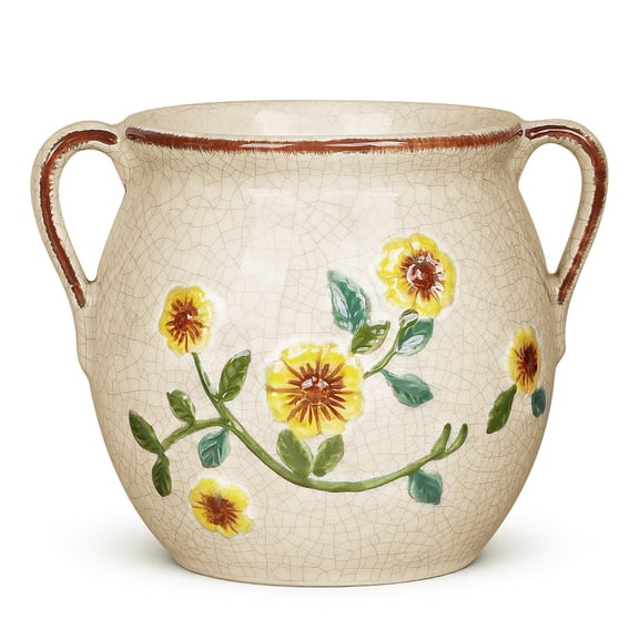 EFISPSS 6 inch ceramic plant pots with drainage,sunflower pot for garden decor,1 count