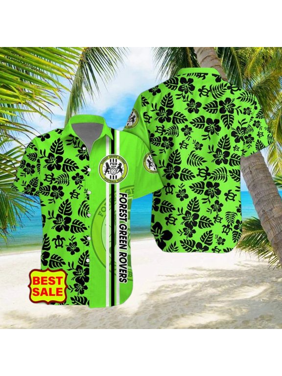 EFL Fans Forest Green Rovers Logo Hibiscus Pattern Hawaiian Shirt
