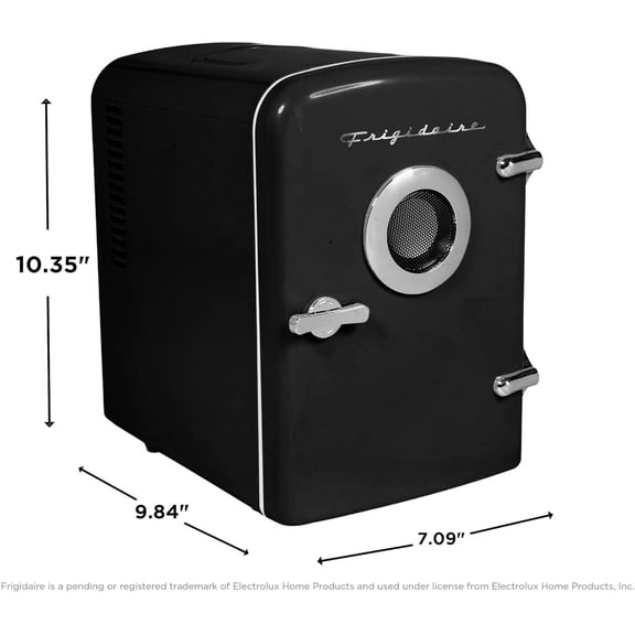 EFMIS151 Mini Portable Compact Personal Home Office Fridge Cooler BUILT IN SPEAKER, 4L Capacity, Chills Six 12 oz Cans,  Freon-Free &  Friendly