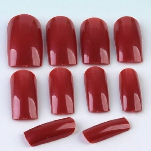 EFT 500pcs Dark Red ABS Plastic French Full False Fake Nail Tips Art Fashion Design