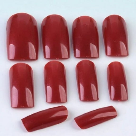 EFT 500pcs Dark Red ABS Plastic French Full False Fake Nail Tips Art Fashion Design