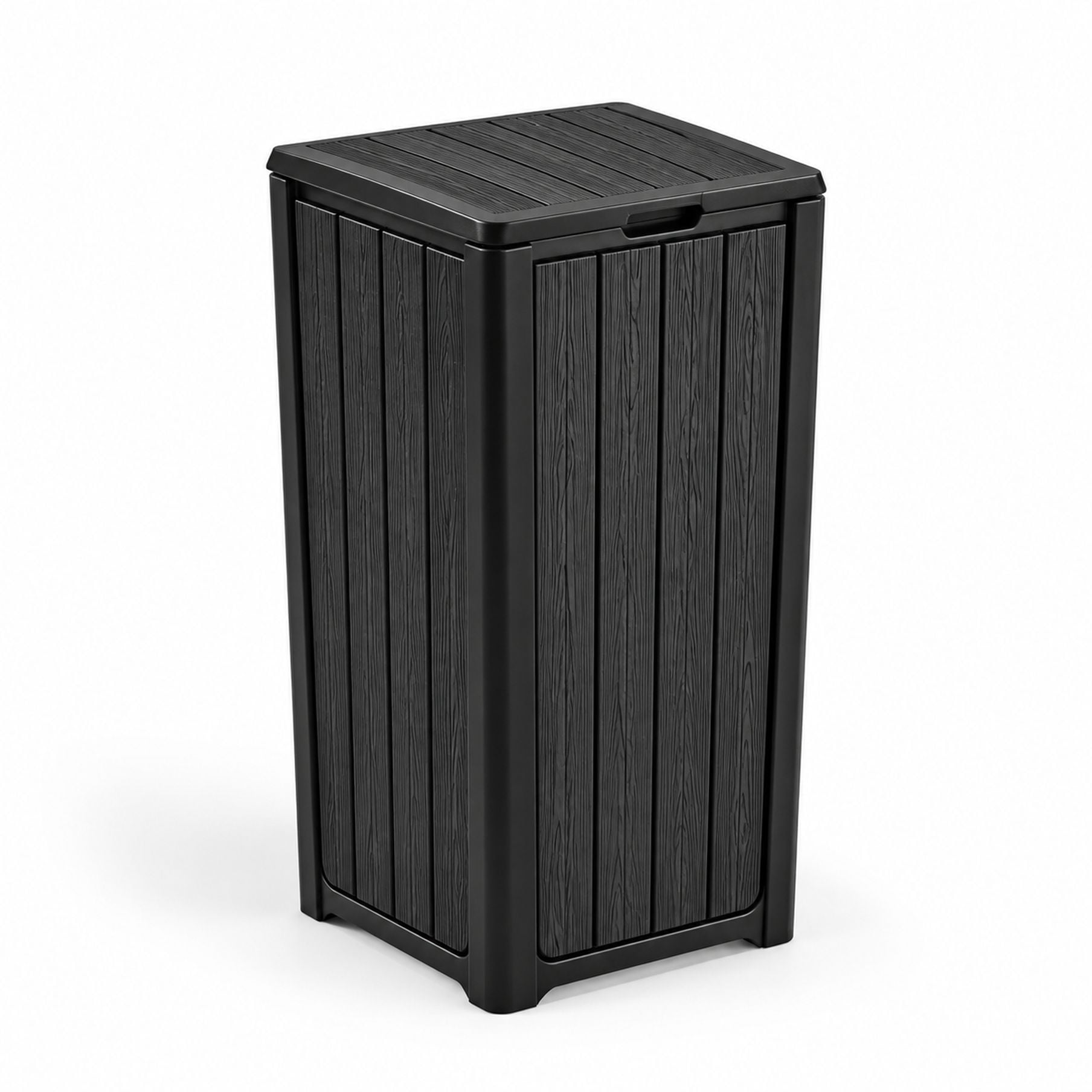 EFU 45 Gallon Outdoor Trash Can with Lid, Black Resin Garbage Can ...