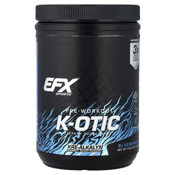 EFX Sports K-otic Pre-Workout, Blueberry Crush, 1 lb 1.64 oz (500 g)