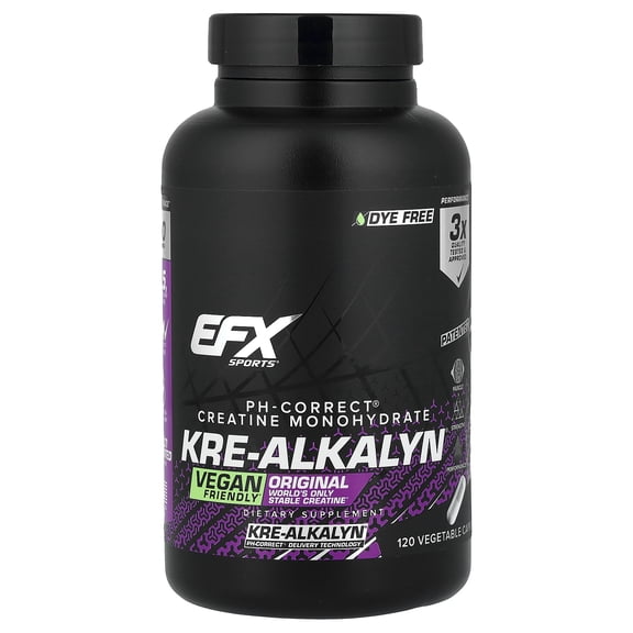 EFX Sports Kre-Alkalyn, 120 Vegetable Capsules (750 mg per Capsule)