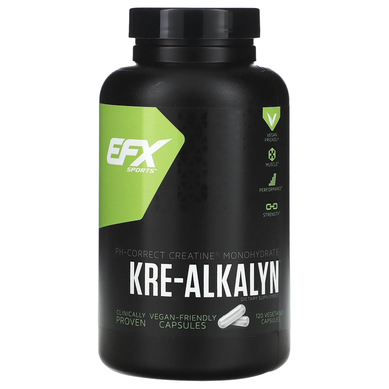 EFX Sports Kre-Alkalyn, 120 Vegetable Capsules (750 mg per Capsule