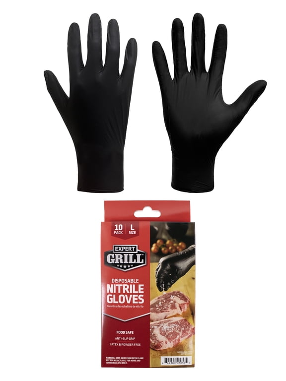 Disposable Nitrile Gloves, Black, 10-Count