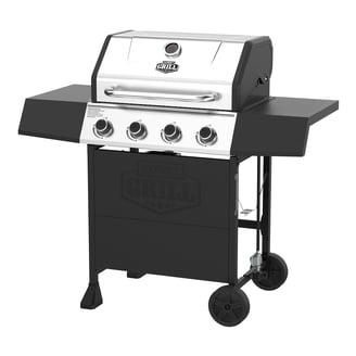 Expert Grill, 4-Burner Propane Gas Grill with Side Table and Wheels, Stainless Steel