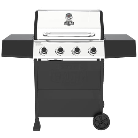 Expert Grill 4-Burner Propane Gas Grill with Side Shelves and Wheels, Stainless Steel