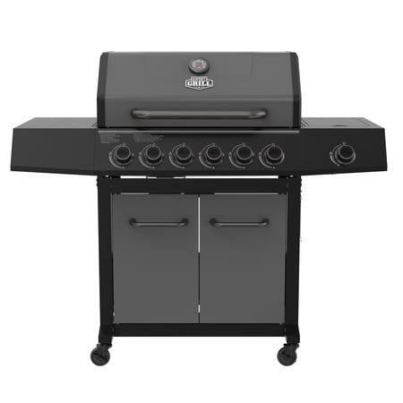 Expert Grill 6-Burner Propane Gas Grill with Side Burner and Side Table, Graphite