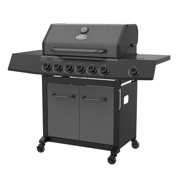 Expert Grill 6-Burner Propane Gas Grill with Side Burner and Side Table, Graphite