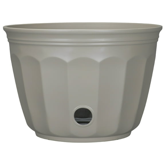 Expert Gardener 17.8" 17.8"  12.3" Birch Gray 100% Recycled Resin Hose Pot with Easy knock-out Drainage Holes