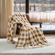 Evergrace Cozy Classic Plaid Throw, Brown Check, 50"x72"All Ages