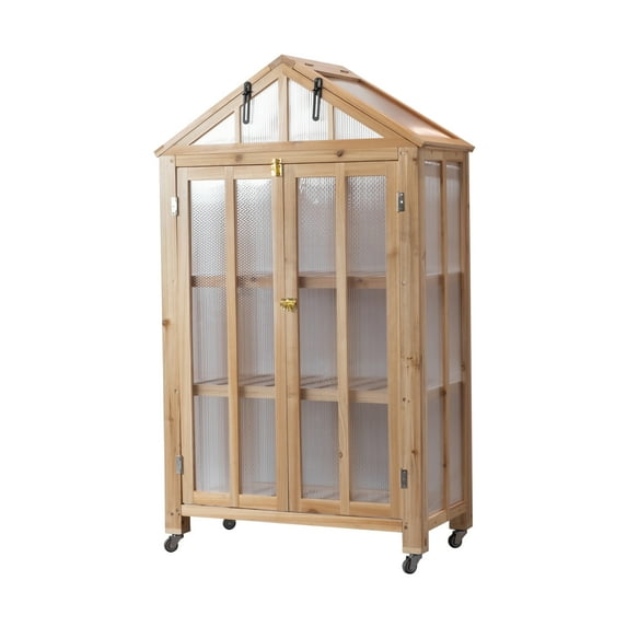 Expert Gardener Wooden Frame Greenhouse With Secure Locks For Indoor and Outdoor - Backyard Use