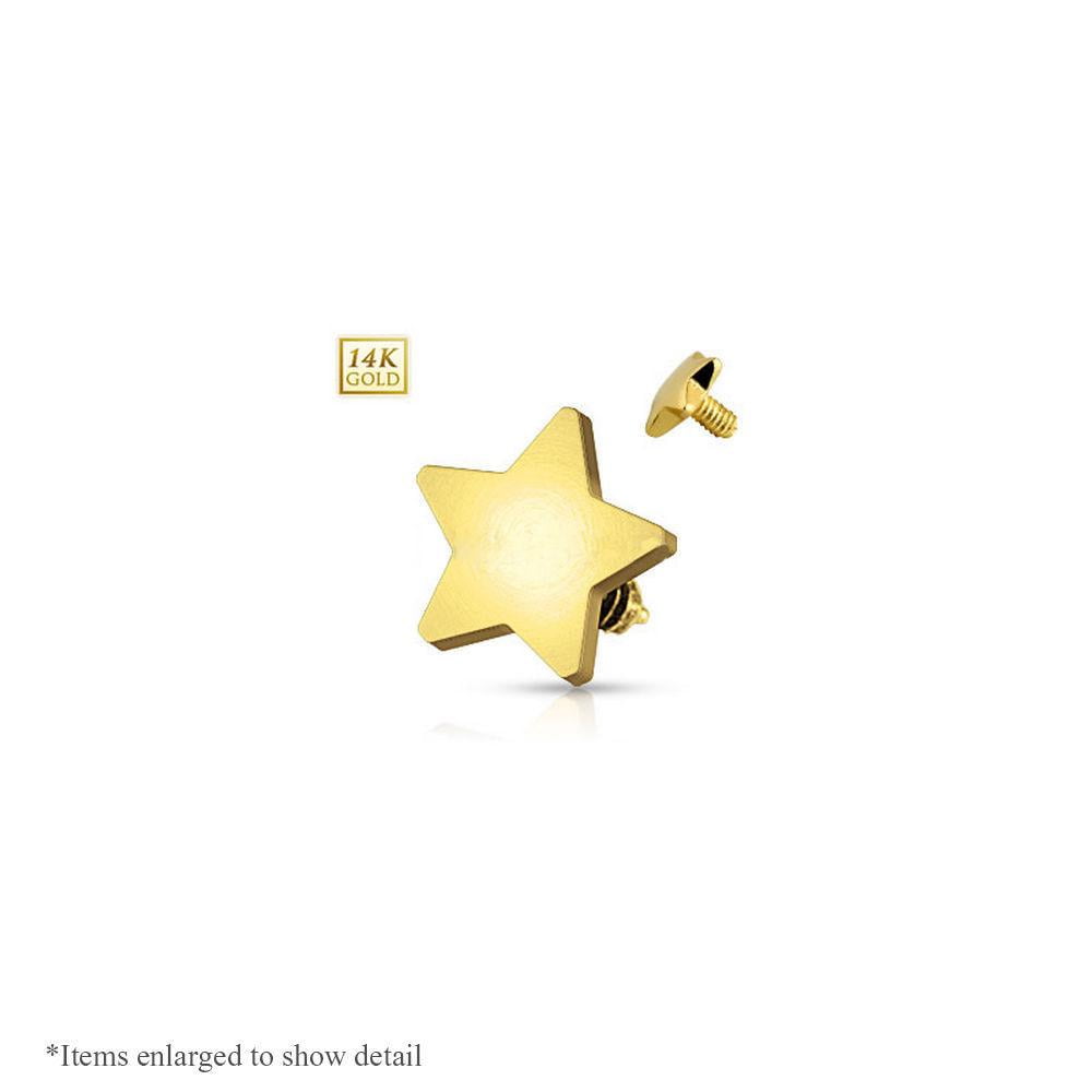 LUXE MODZ EG Gifts 14k Dermal Top 4mm Star Solid Yellow Gold Dermal Top 14g