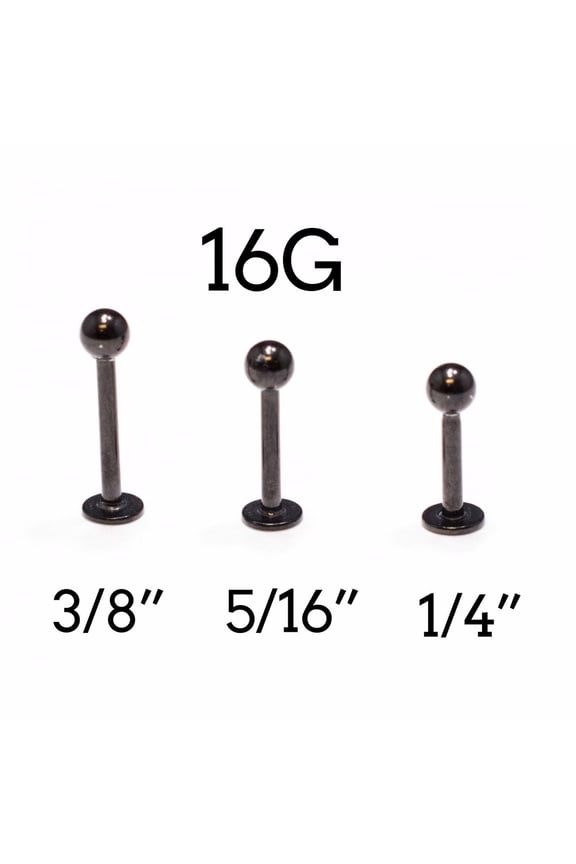 EG Gifts Black Labret Monroe Lip Body Jewelry with Ball 16G Set of three
