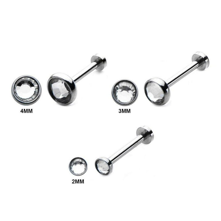 EG Gifts Internally Threaded Micro Body Jewelry Stud Labret Lip Ear 18 Gauge