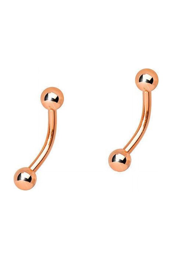 EG Gifts Rose Gold Eyebrow Ring 16g Curved Barbells with Ball Ends 2pc