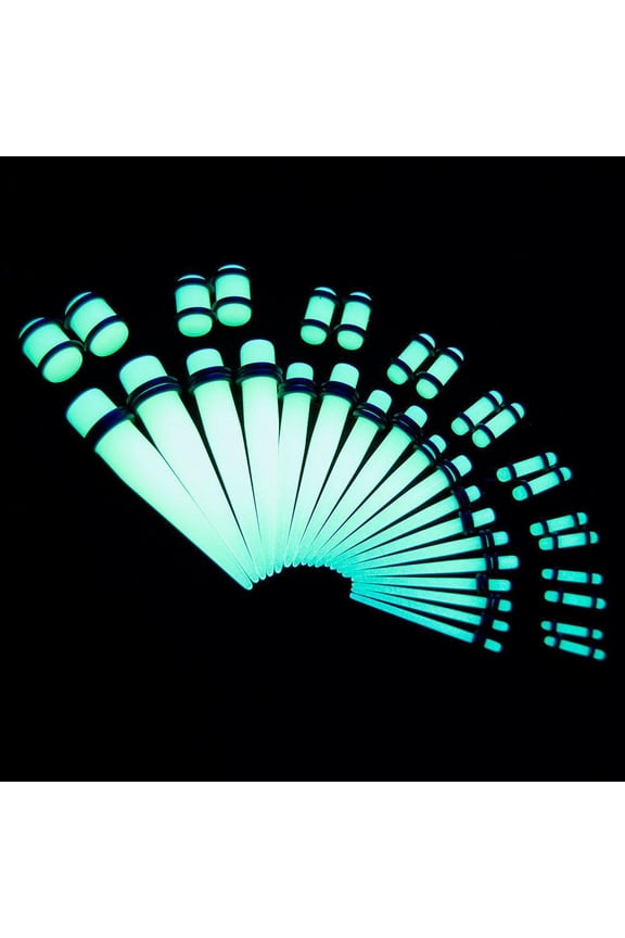 EG Gifts Stretching Kit Ear Gauges Glow In Dark Tapers 14G-00G Acrylic 36pc