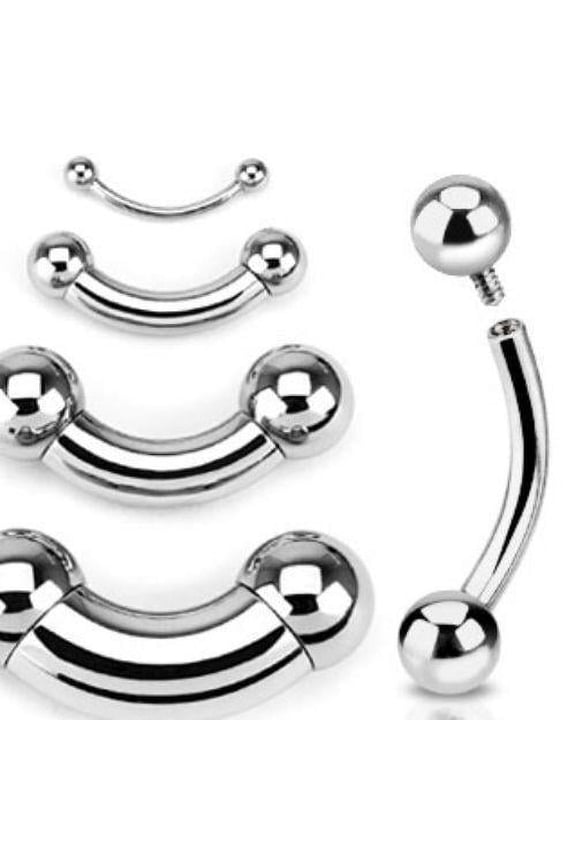 EG Gifts Surgical Steel Internally Threaded Curved Barbell Rings