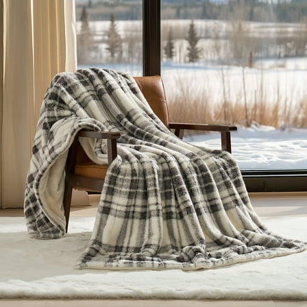 Evergrace Cozy Christmas Throw Gray Check 50"x72"