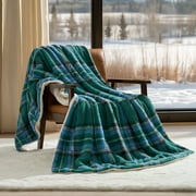 Evergrace Cozy Christmas Throw Green Check 50"x72"