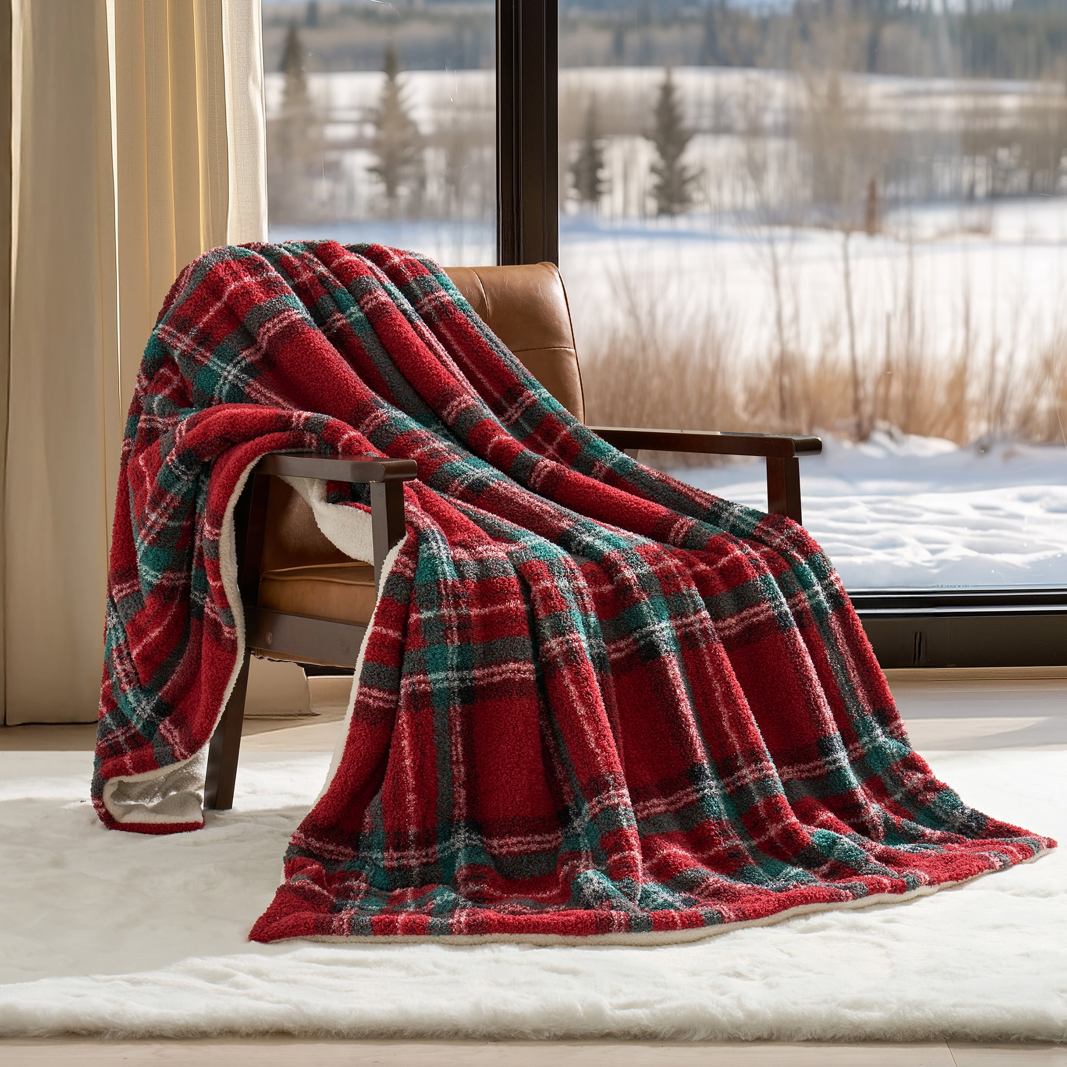 Evergrace Cozy Christmas Throw Red Check 50"x72"