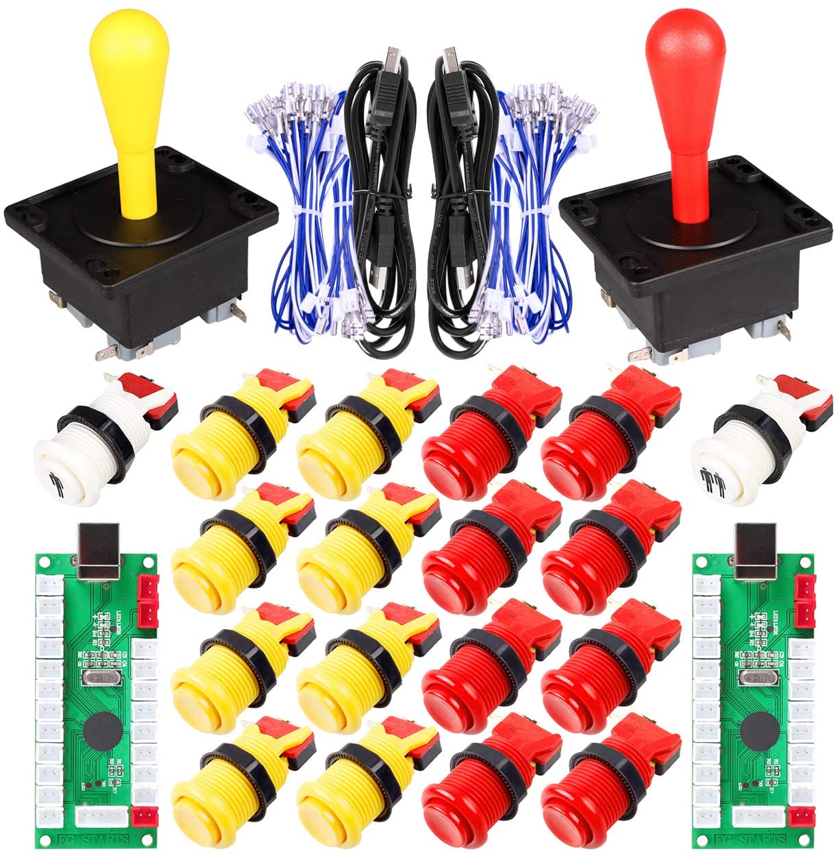 EG STARTS 2 Player Arcade Game DIY Kits Ellipse Oval Happ Type Joystick