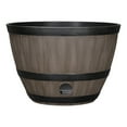 thumbnail image 1 of Expert Gardener 18" ×18" × 12" Texas Whiskey Barrel Walnut Brown 100% Recycled Resin Hose Pot with Removable Drainage Plug, 1 of 10