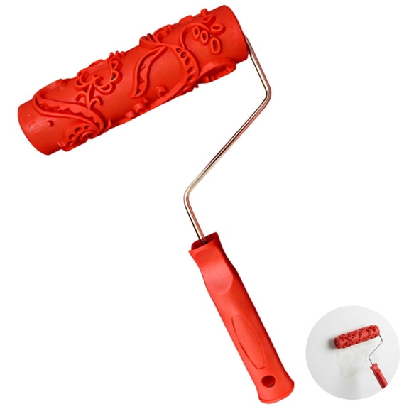 EG345T 7 in Rubber Press Embossing Roller, Single Pattern Paint Rollers for Walls, Deep Texture, Sturdy Tools for DIY Wall Decor, Furniture Renovation, Latex Paint, Textured Medium, Putty