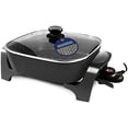 thumbnail image 1 of EG6201 Extra Deep 12"x12"x3.2" (7.5Qt.) Scratch Resistant Dishwasher Safe, Non-stick Electric Skillet with Glass Vented Lid, Adjustable Temperature, Black, 1 of 8