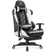 EGAMING Ergonomic Gaming Chair with Footrest and Lumbar Support, White