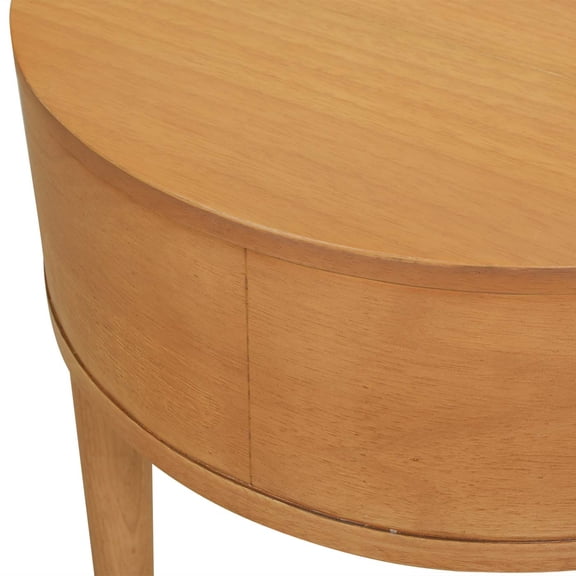 EGBHDSFT 18 Round Cane Rattan Storage Side Table, Natural Brown Oak Wood