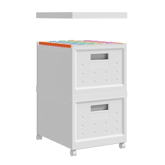 EGBHDSFT 2 Collapsible Rolling File Boxes with 10 Hanging Files, Storage Organizer with Wheels