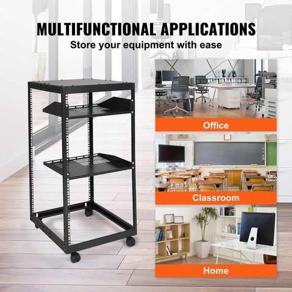 EGBHDSFT 20U Open Server Rack - 15''-40'' Adjustable, 4 Post, Casters