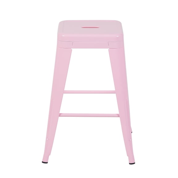 EGBHDSFT 24 Inch Pink Counter Height Stools Set of 2 - Backless Metal Bar Stools - Kitchen Island/Bar Use