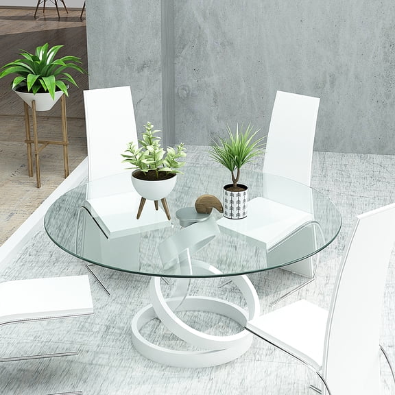 EGBHDSFT 30 Round Tempered Glass Table Top Clear 1/4 Thick Polished Edge