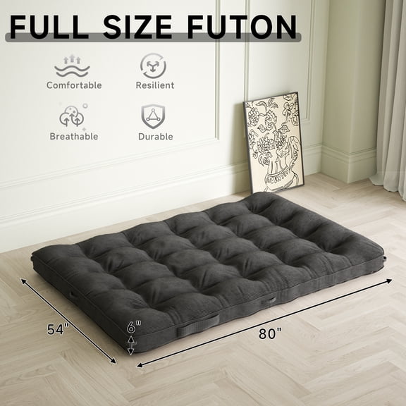 EGBHDSFT 6 Inch Full Size Floor Mattress Futon - Corduroy Sofa Bed Sleeping Pad