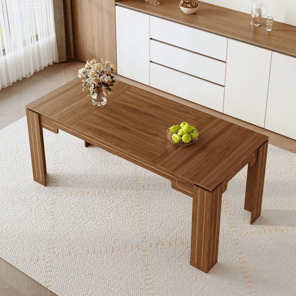 EGBHDSFT 71x31.5 Walnut MDF Dining Table - 6-8 Person Capacity
