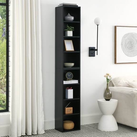 Dokea 8-Tier Media Storage Tower Bookcase - Black