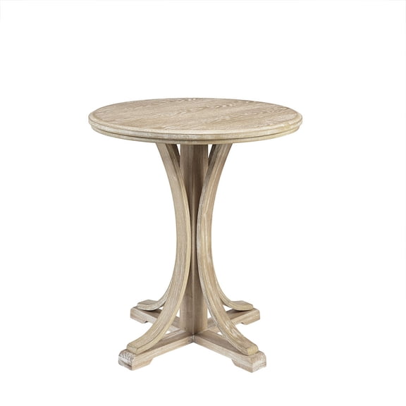 EGBHDSFT Accent Table - 21 Round Ash Veneer Top with Reclaimed Wheat Legs
