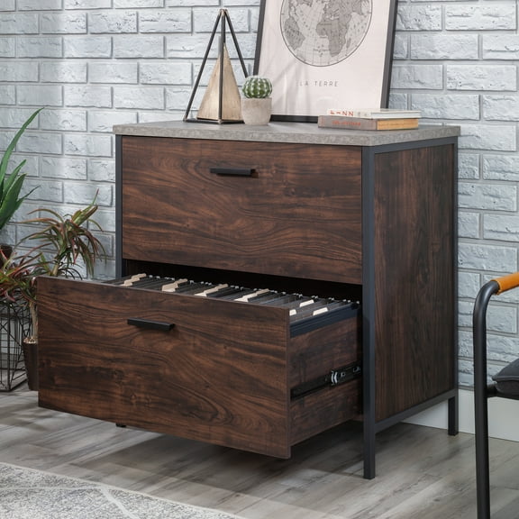 EGBHDSFT Dark Walnut Lateral File Cabinet - Full Extension Slides & Interlock System