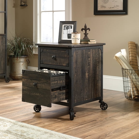EGBHDSFT Dark Oak Two Drawer File Pedestal - Office Storage Cabinet - Rolling File Cabinet with Casters