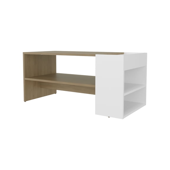 EGBHDSFT Galatia Coffee Table - 1 Shelf, Natural Oak / White