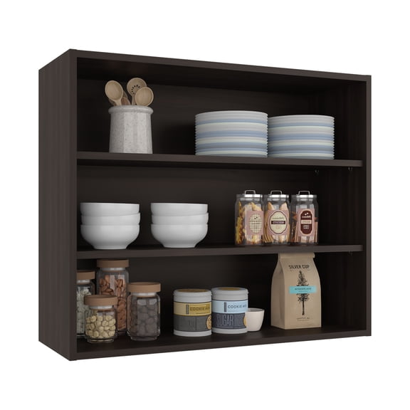 EGBHDSFT Ida Wall Shelf, 3 Shelves, Dark Walnut  Storage Shelf, 30 H