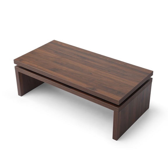 EGBHDSFT Mid Century Modern Walnut Wood Coffee Table - Rectangle Center Table for Living Room