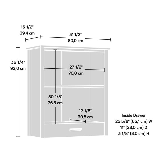EGBHDSFT Transitional 2-Shelf Hutch, Brown Finish Library Hutch