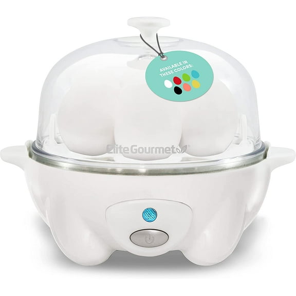 EGC-007## Rapid Egg Cooker, 7 Easy-To-Peel, Hard, Medium, Soft Boiled Eggs, Poacher, Omelet Maker, Auto Shut-Off, Alarm, 16-Recipe Booklet, White